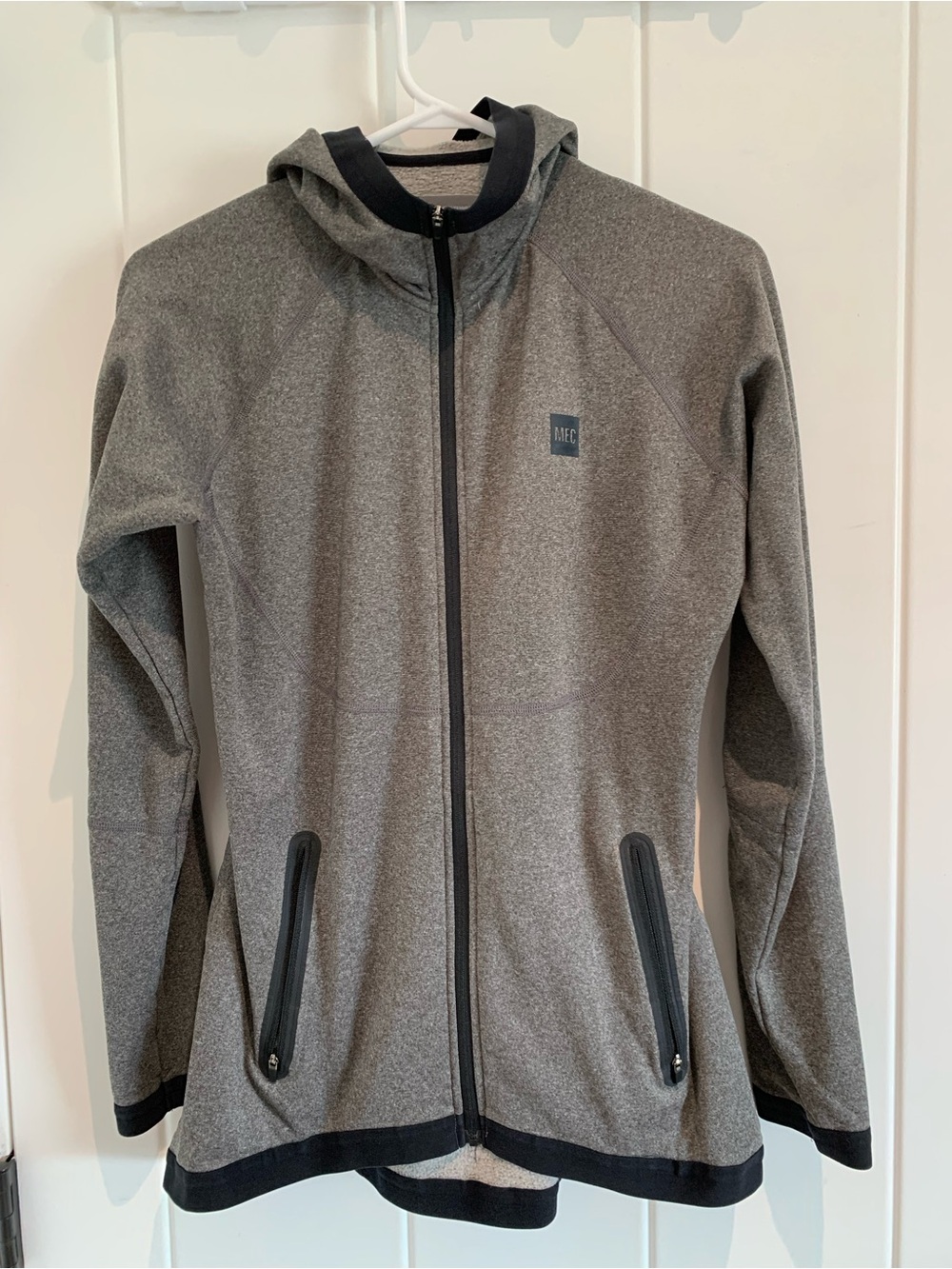 MEC Men's Heather Gray Hooded Full-Zip Jacket